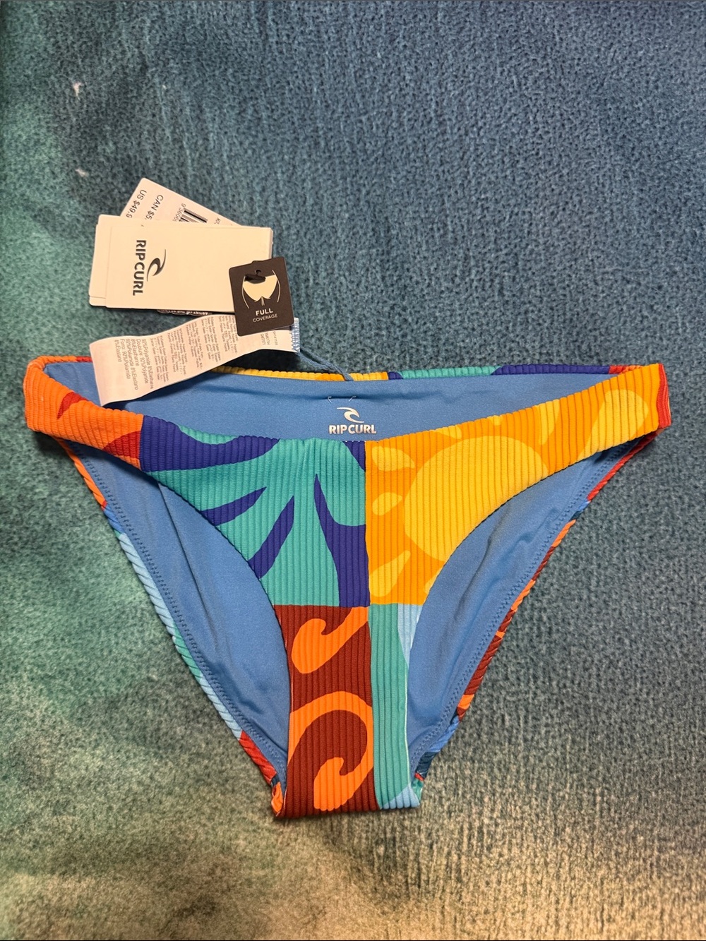 Rip Curl Women's Full Coverage Patchwork Bikini Bottom, sz XS